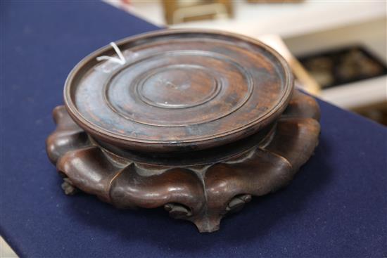 A Chinese rosewood stand, 19th century, diam. 29.5cm